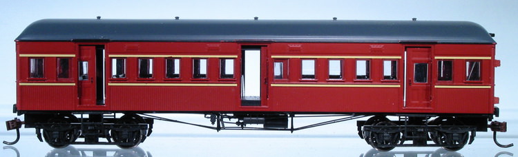 Wooden Driver Trailer & Wooden Trailer 2 Car Set No.548 in Tuscan Red with Buff Lines